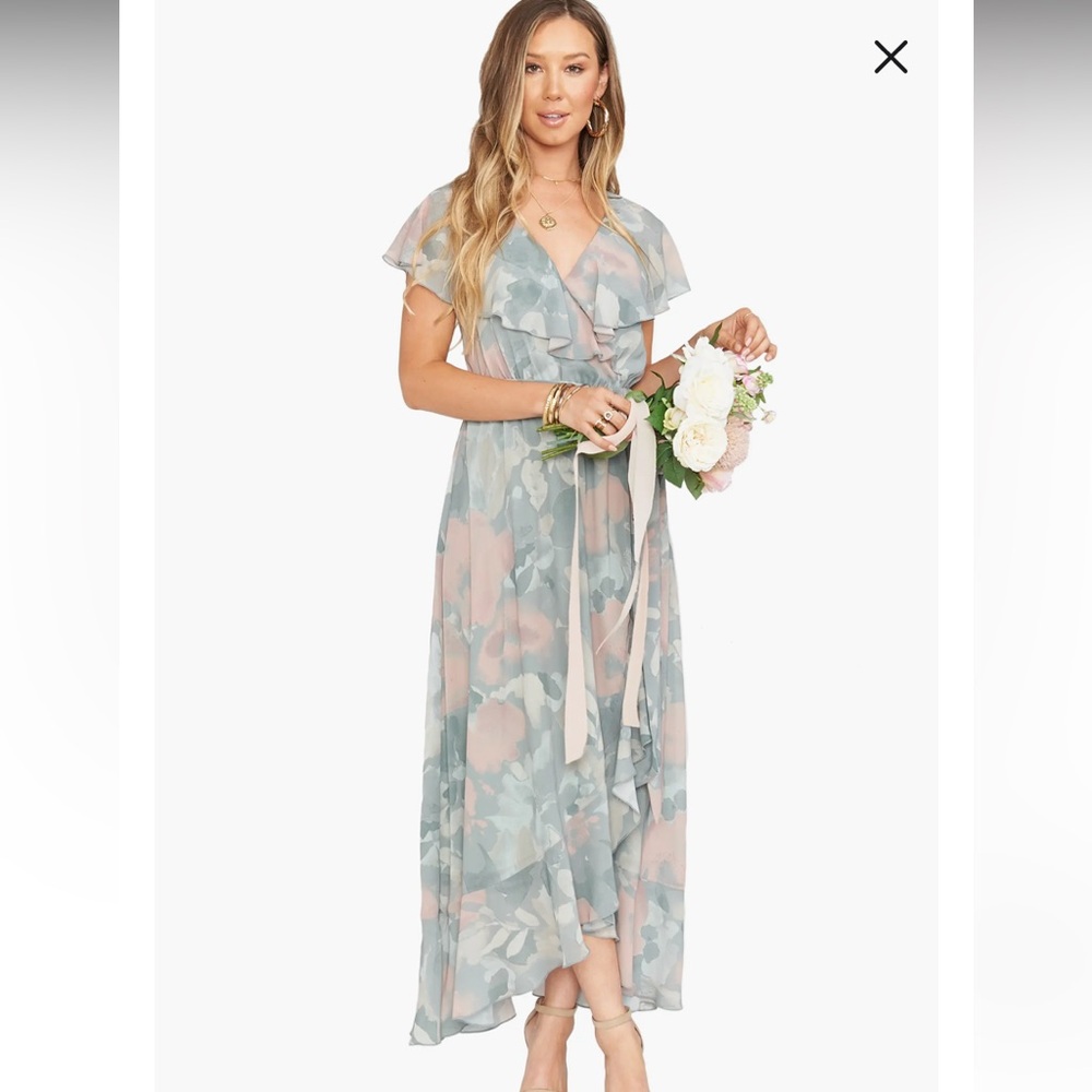 Show Me Your Mumu Jess Ruffle Midi in Sage I Do Floral
Size XXS